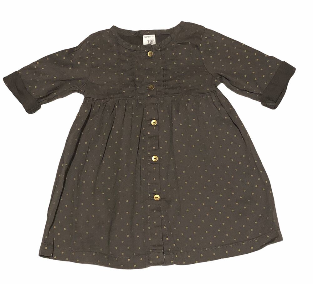 Carter's Grey With Gold Dot Dress 18m